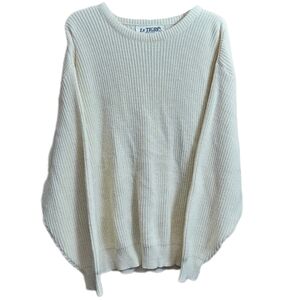 Le Tigre Mens womens unisex knit crew neck sweater cream beige large vintage